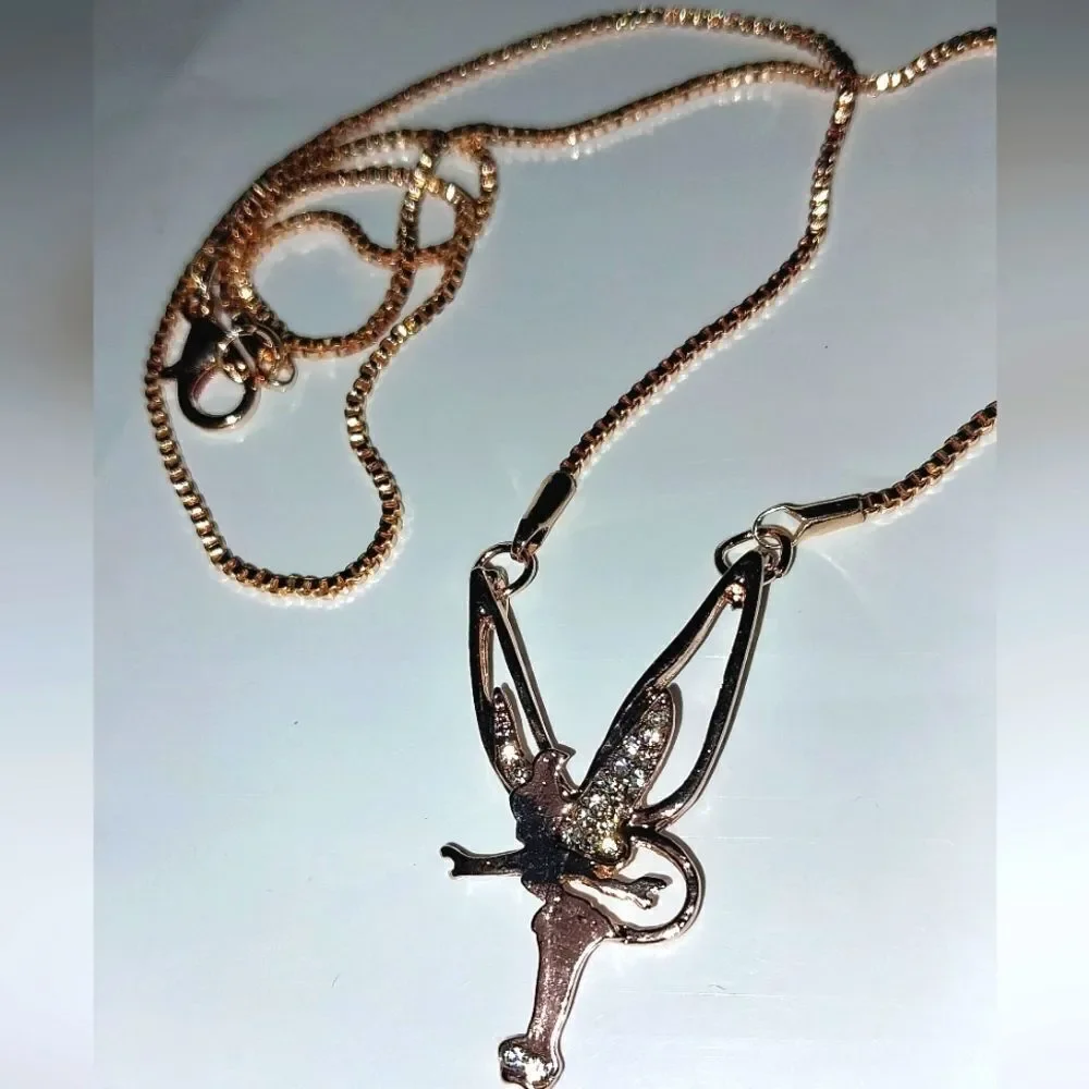 Classic Trendy cartoon rose gold plated angel pendant necklace